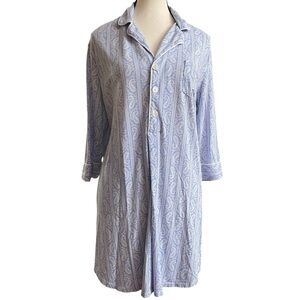 Ralph Lauren Light Blue Paisley Night Shirt White Piping Embroidered Logo Pocket